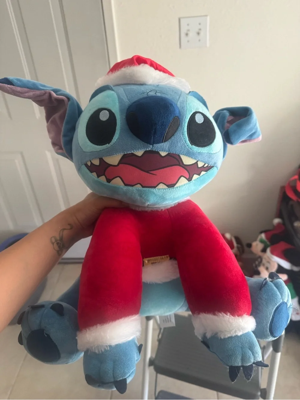 Disney Stitch Plush / pillow Santa Christmas decor